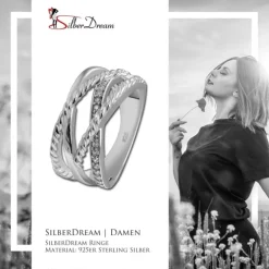 SilberDream Ring Bandring gedreht Zirkonia weiß Gr.54 aus 925er Silber SDR411W54