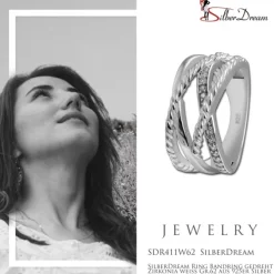 SilberDream Ring Bandring gedreht Zirkonia weiß Gr.62 aus 925er Silber SDR411W62