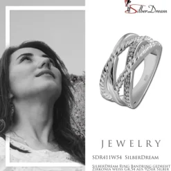 SilberDream Ring Bandring gedreht Zirkonia weiß Gr.54 aus 925er Silber SDR411W54