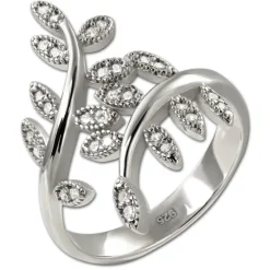 SilberDream Ring Blätter Zirkonia weiß Gr.58 aus 925er Silber SDR414W58
