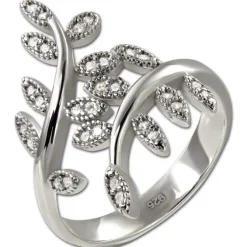 SilberDream Ring Blätter Zirkonia weiß Gr.62 aus 925er Silber SDR414W62