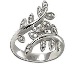 SilberDream Ring Blätter Zirkonia weiß Gr.58 aus 925er Silber SDR414W58