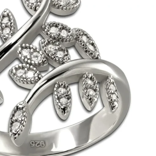 SilberDream Ring Blätter Zirkonia weiß Gr.58 aus 925er Silber SDR414W58