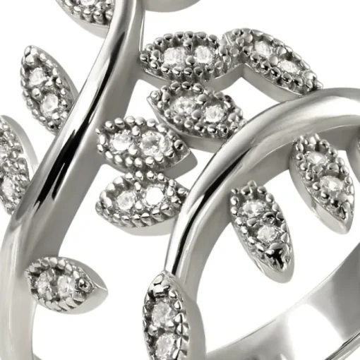 SilberDream Ring Blätter Zirkonia weiß Gr.58 aus 925er Silber SDR414W58