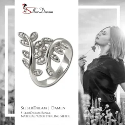 SilberDream Ring Blätter Zirkonia weiß Gr.58 aus 925er Silber SDR414W58