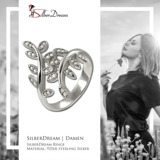SilberDream Ring Blätter Zirkonia weiß Gr.58 aus 925er Silber SDR414W58