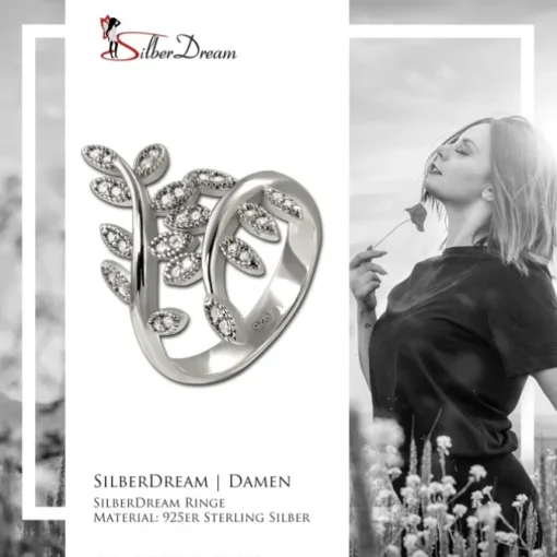 SilberDream Ring Blätter Zirkonia weiß Gr.56 aus 925er Silber SDR414W56