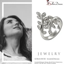 SilberDream Ring Blätter Zirkonia weiß Gr.58 aus 925er Silber SDR414W58