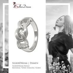 SilberDream Ring Chain Zirkonia weiß Gr.62 aus 925er Silber SDR422W62