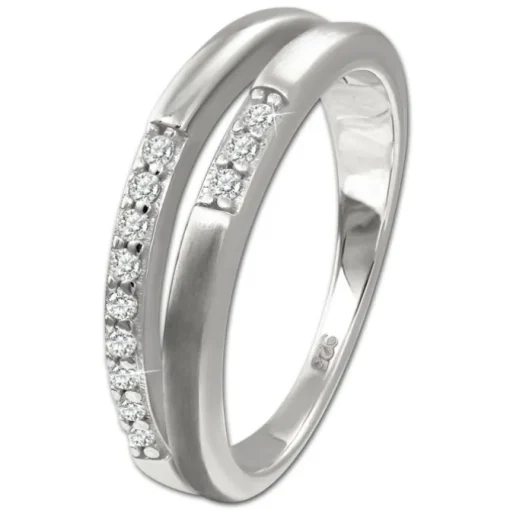 SilberDream Ring Double Zirkonia weiß Gr.58 aus 925er Silber SDR416W58