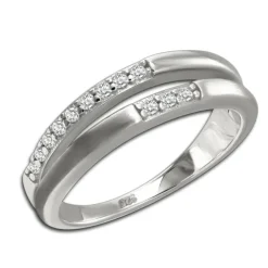SilberDream Ring Double Zirkonia weiß Gr.58 aus 925er Silber SDR416W58