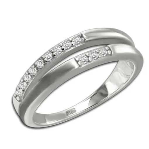 SilberDream Ring Double Zirkonia weiß Gr.58 aus 925er Silber SDR416W58