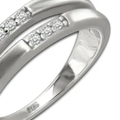 SilberDream Ring Double Zirkonia weiß Gr.58 aus 925er Silber SDR416W58
