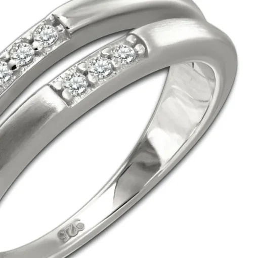 SilberDream Ring Double Zirkonia weiß Gr.58 aus 925er Silber SDR416W58