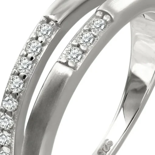SilberDream Ring Double Zirkonia weiß Gr.58 aus 925er Silber SDR416W58