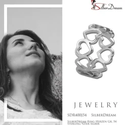SilberDream Ring Herzen Gr. 54 Sterling 925er Silber SDR400J54