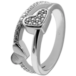 SilberDream Ring Herzen Zirkonia weiß Gr.58 aus 925er Silber Damen SDR410W58