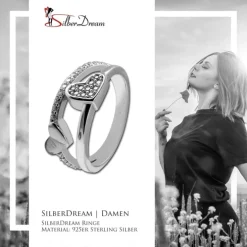 SilberDream Ring Herzen Zirkonia weiß Gr.56 aus 925er Silber Damen SDR410W56