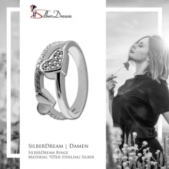 SilberDream Ring Herzen Zirkonia weiß Gr.62 aus 925er Silber Damen SDR410W62