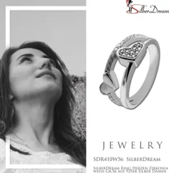 SilberDream Ring Herzen Zirkonia weiß Gr.56 aus 925er Silber Damen SDR410W56