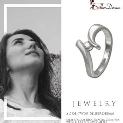 SilberDream Ring Klassik Zirkonia weiß Gr.58 aus 925er Silber SDR417W58