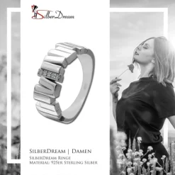 SilberDream Ring Relief Zirkonia weiß Gr.58 aus 925er Silber Damen SDR412W58