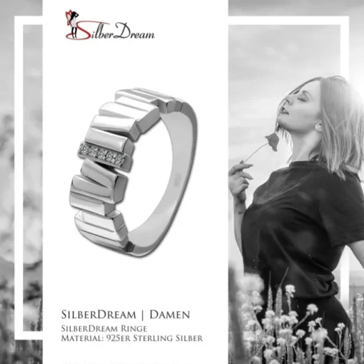 SilberDream Ring Relief Zirkonia weiß Gr.58 aus 925er Silber Damen SDR412W58