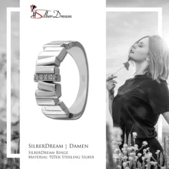SilberDream Ring Relief Zirkonia weiß Gr.62 aus 925er Silber Damen SDR412W62