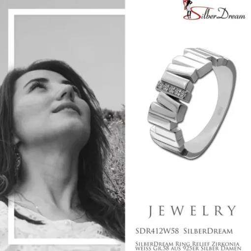 SilberDream Ring Relief Zirkonia weiß Gr.58 aus 925er Silber Damen SDR412W58