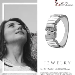 SilberDream Ring Relief Zirkonia weiß Gr.62 aus 925er Silber Damen SDR412W62