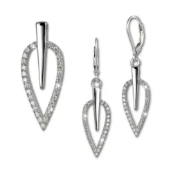 SilberDream Schmuck Set Anhänger und Ohrringe Blatt Zirkonia Silber SDS4902W