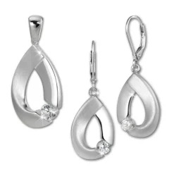 SilberDream Schmuck Set Anhänger und Ohrringe Big Zirkonia Silber SDS4907W