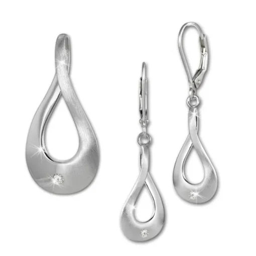 SilberDream Schmuck Set Anhänger und Ohrringe Elegance Zirkonia Silber SDS4901W