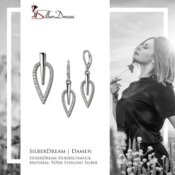 SilberDream Schmuck Set Anhänger und Ohrringe Blatt Zirkonia Silber SDS4902W