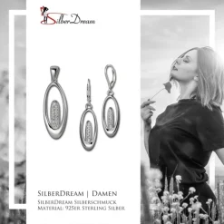 SilberDream Schmuck Set Anhänger und Ohrringe Oval Zirkonia Silber SDS4905W