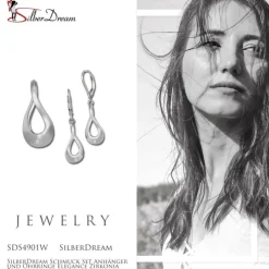 SilberDream Schmuck Set Anhänger und Ohrringe Elegance Zirkonia Silber SDS4901W