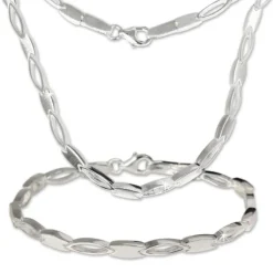 SilberDream Schmuck Set Collier & Armband oval matt 925 Silber SDS403