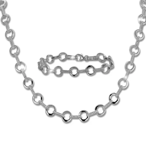 SilberDream Schmuck Set Circle Zirkonia Collier & Armband Damen 925er SDS450W