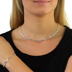 SilberDream Schmuck Set Collier & Armband oval offen 925 Silber SDS401