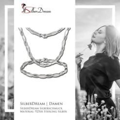 SilberDream Schmuck Set Collier & Armband oval matt 925 Silber SDS403