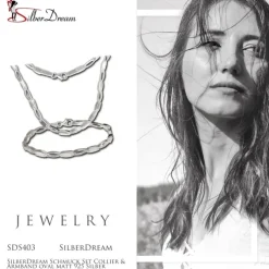 SilberDream Schmuck Set Collier & Armband oval matt 925 Silber SDS403
