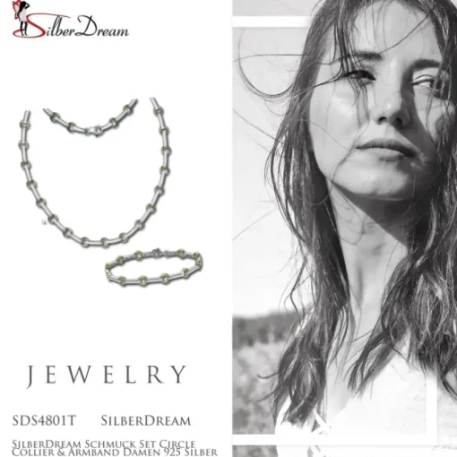 SilberDream Schmuck Set Circle Collier & Armband Damen 925 Silber SDS4801T
