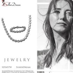 SilberDream Schmuck Set Dreiecke Zirkonia Collier & Armband Damen 925er SDS457W
