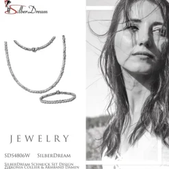 SilberDream Schmuck Set Design Zirkonia Collier & Armband Damen 925er SDS4806W