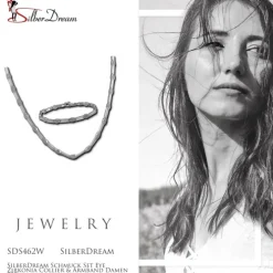 SilberDream Schmuck Set Eye Zirkonia Collier & Armband Damen 925er SDS462W