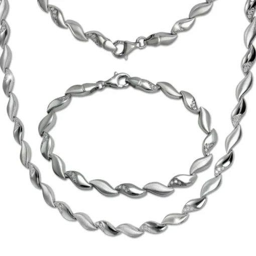 SilberDream Schmuck Set Glamour Zirkonia Collier & Armband Damen 925er SDS4808W