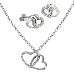 SilberDream Schmuck Set Kette und Ohrringe Herzen Zirkonia 925er Silber GSS407W
