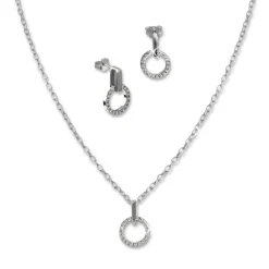 SilberDream Schmuck Set Kette und Ohrringe Circle Zirkonia 925er Silber GSS408W
