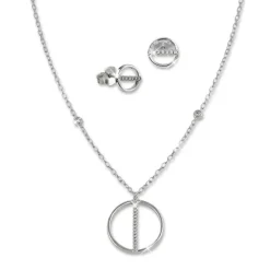 SilberDream Schmuck Set Kette und Ohrringe Rund Zirkonia 925er Silber GSS411W