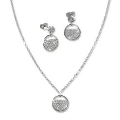 SilberDream Schmuck Set Kette und Ohrringe Glamour Zirkonia 925er Silber GSS410W